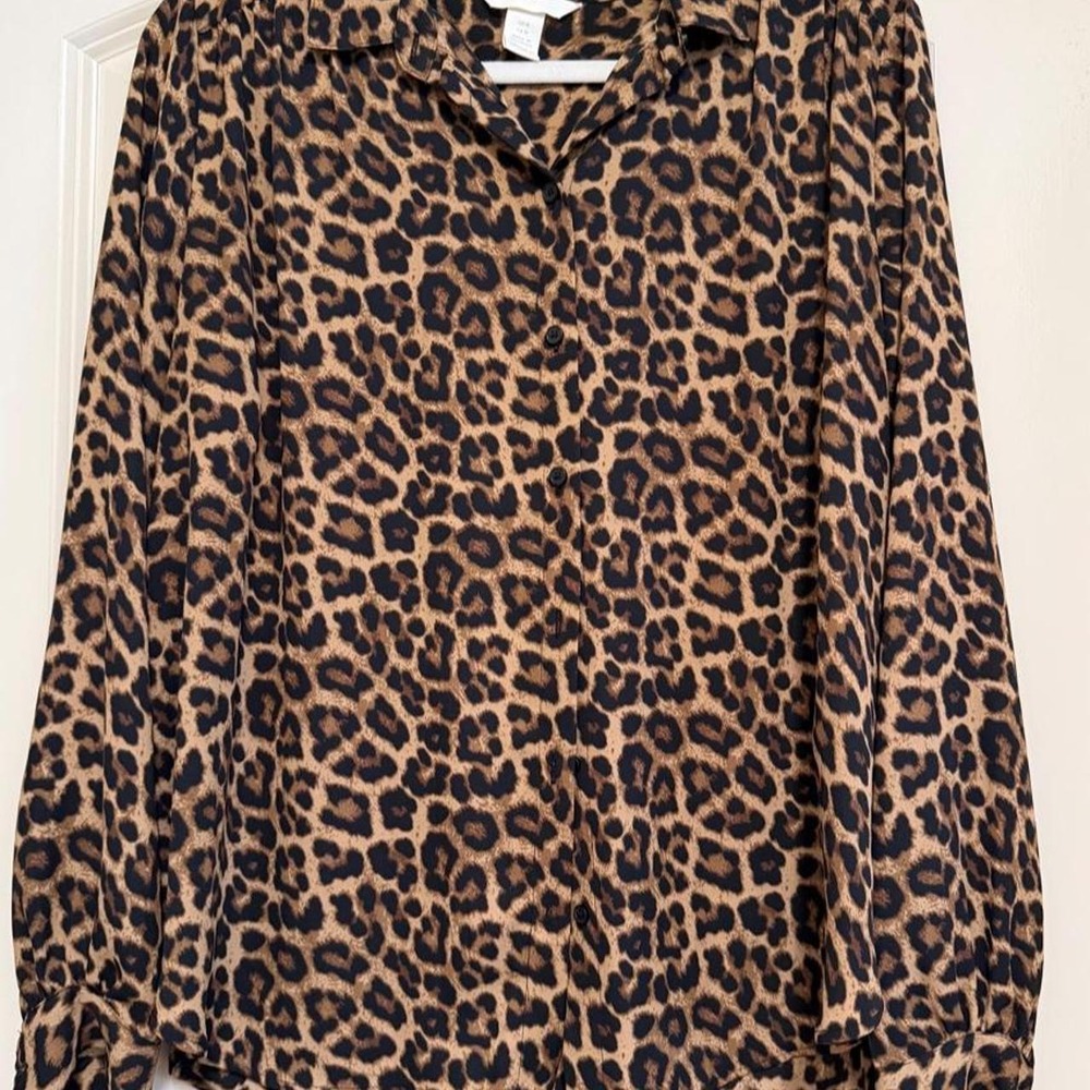 y2k Leopard Print Blouse